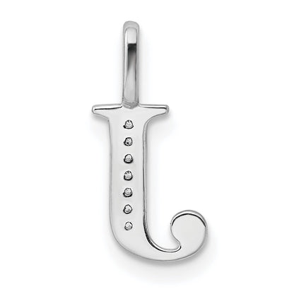 14K White Gold Diamond Letter J Initial Pendant