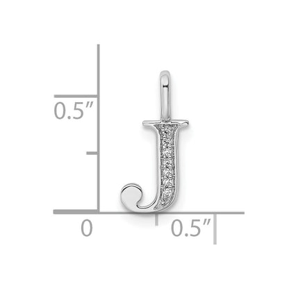 14K White Gold Diamond Letter J Initial Pendant