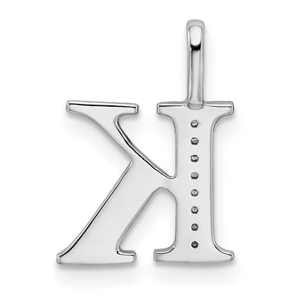 14K White Gold Diamond Letter K Initial Pendant