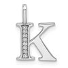 14K White Gold Diamond Letter K Initial Pendant