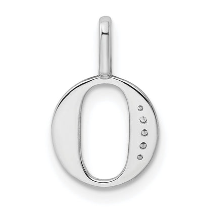 14K White Gold Diamond Letter O Initial Pendant