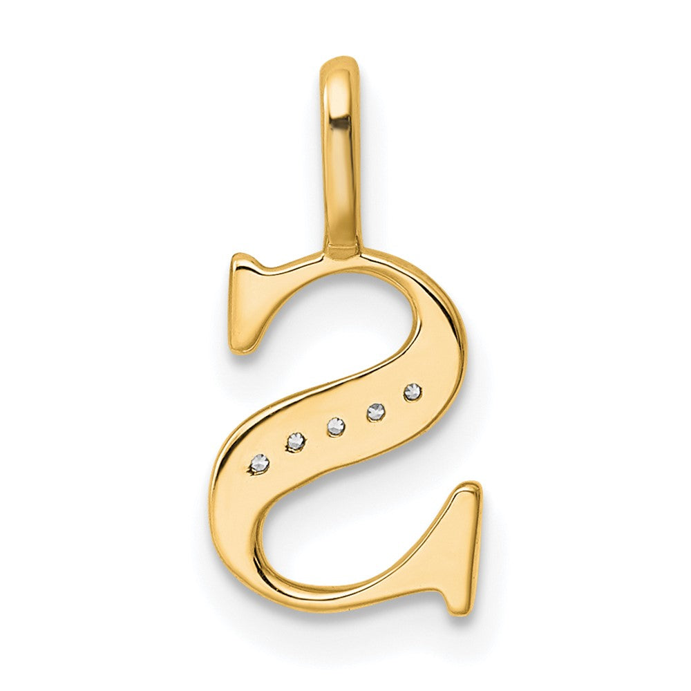10K Diamond Letter S Initial Pendant