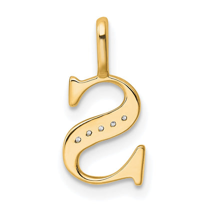 10K Diamond Letter S Initial Pendant