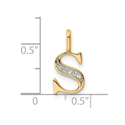 10K Diamond Letter S Initial Pendant