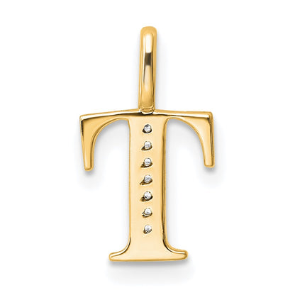 10K Diamond Letter T Initial Pendant