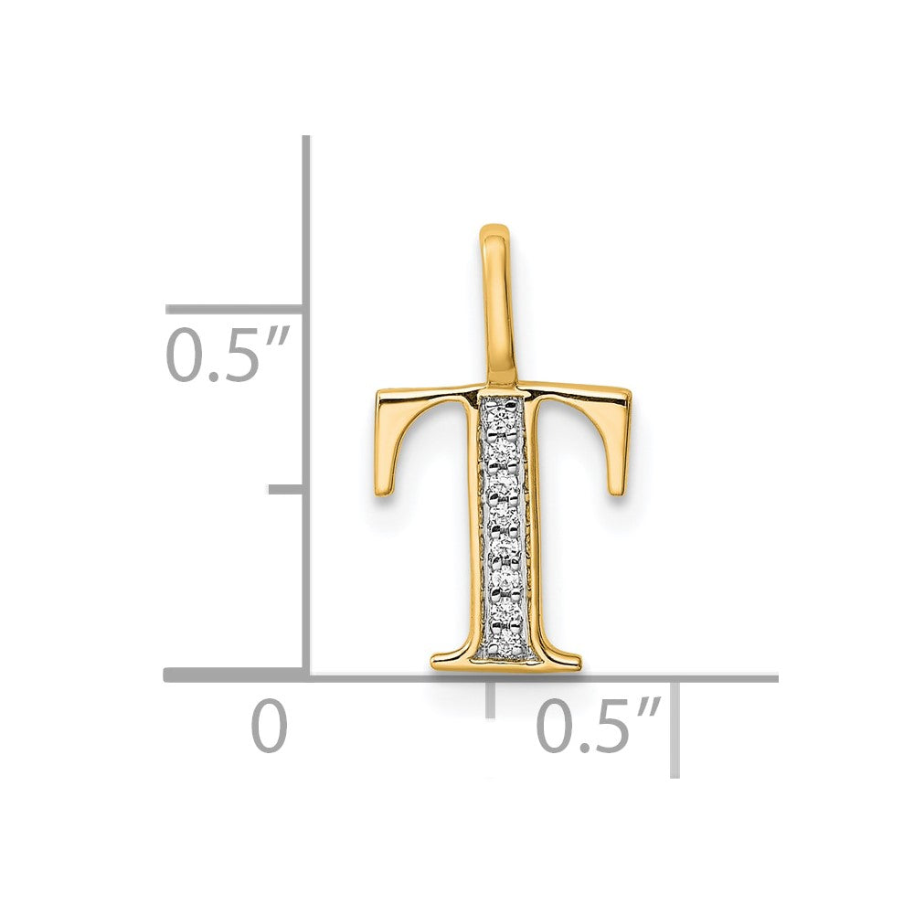 10K Diamond Letter T Initial Pendant