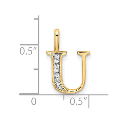 10K Diamond Letter U Initial Pendant