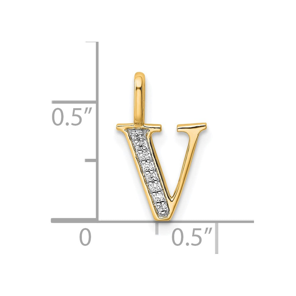 10K Diamond Letter V Initial Pendant