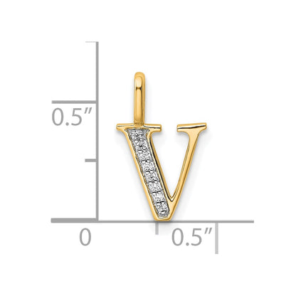 10K Diamond Letter V Initial Pendant