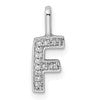 14K White Gold Diamond Letter F Initial Pendant