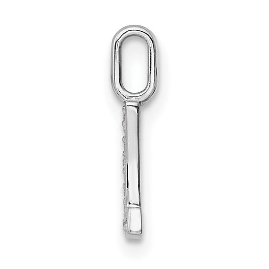 14K White Gold Diamond Letter L Initial Pendant