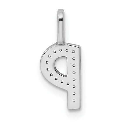 14K White Gold Diamond Letter P Initial Pendant