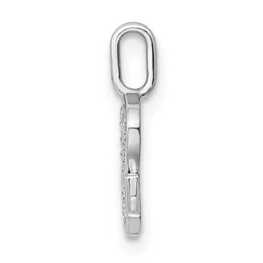 14K White Gold Diamond Letter R Initial Pendant