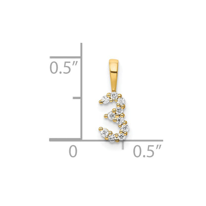 14K Diamond Number 3 Pendant