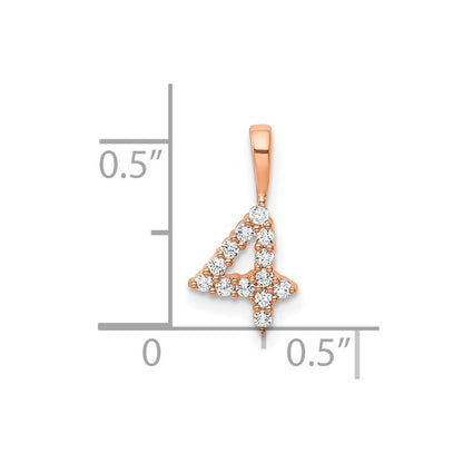 14k Rose Gold Diamond Number 4 Pendant