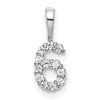 14k White Gold Diamond Number 6 Pendant