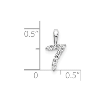 14k White Gold Diamond Number 7 Pendant