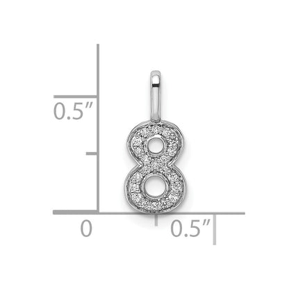 14k White Gold Diamond Number 8 Pendant