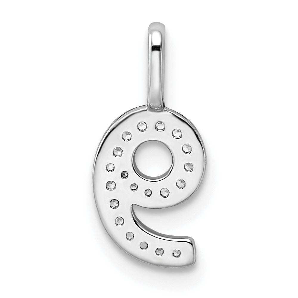 14k White Gold Diamond Number 9 Pendant