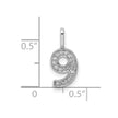 14k White Gold Diamond Number 9 Pendant