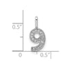 14k White Gold Diamond Number 9 Pendant