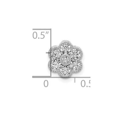 14k White Gold 1/2 carat Lab Grown Diamond VS/SI+ G+ Complete Floral Chain Slide Pendant