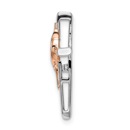 10K Two-tone White and Rose Diamond Cross Chain Slide
