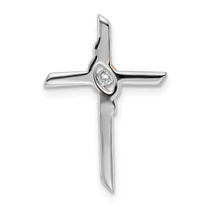 10K Two-tone White and Rose Diamond Cross Chain Slide