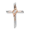 10K Two-tone White and Rose Diamond Cross Chain Slide