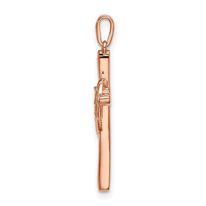 10K Rose Gold Diamond Cross with Heart Pendant