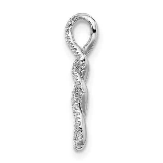 10k White Gold 1/8 carat Diamond Twist Chain Slide