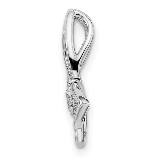 10k White Gold 1/20 carat Diamond Polished Butterfly Chain Slide