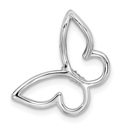 10k White Gold 1/20 carat Diamond Polished Butterfly Chain Slide