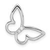 10k White Gold 1/20 carat Diamond Polished Butterfly Chain Slide