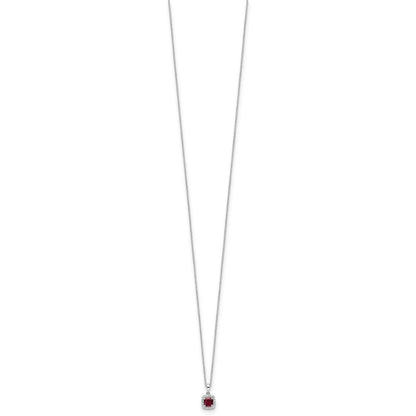14k White Gold 1/10 carat Lab Grown Diamond VS/SI+ G+ and Created Ruby Complete 18 inch Pendant Necklace