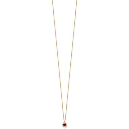 14k 1/10 carat Lab Grown Diamond VS/SI+ G+ and Created Ruby Complete 18 inch Pendant Necklace
