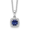 14k White Gold 1/10 carat Lab Grown Diamond VS/SI+ G+ and Created Sapphire Complete 18 inch Pendant Necklace