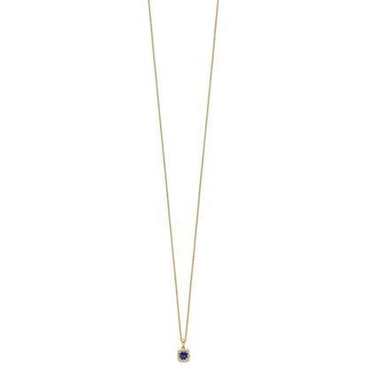 14k 1/10 carat Lab Grown Diamond VS/SI+ G+ and Created Sapphire Complete 18 inch Pendant Necklace