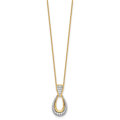 True Origin 14K Yellow Gold 1/2 carat Lab Grown Diamond VS+ F+ 18 in Complete Teardrop Necklace