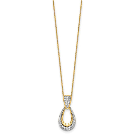 True Origin 14K Yellow Gold 1/2 carat Lab Grown Diamond VS+ F+ 18 in Complete Teardrop Necklace