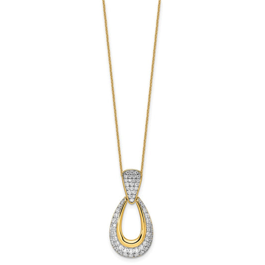 True Origin 14K Yellow Gold 1 1/3 carat Lab Grown Diamond VS+ F+ 18 in Complete Teardrop Necklace