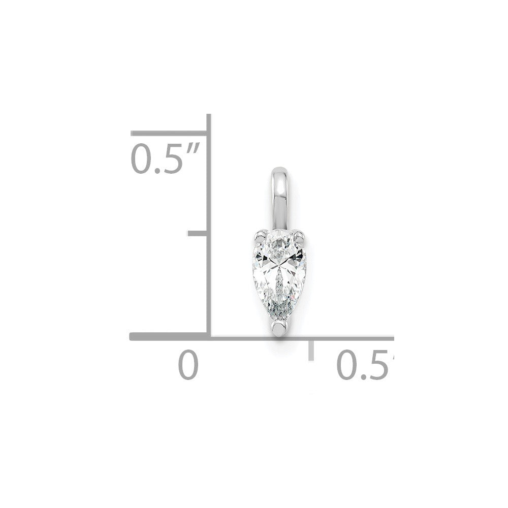 14K White Gold Lab Grown Diamond VS/SI+ G+ 5.85x3.0mm Pear Solitaire Pendan
