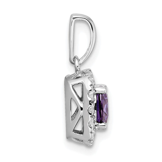 14k White Gold 1/4 carat Lab Grown Diamond VS/SI+ G+ February Birthstone Amethyst Halo Pendant