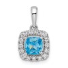 14k White Gold 1/4 carat Lab Grown Diamond VS/SI+ G+ December Birthstone Blue Topaz Halo Pendant