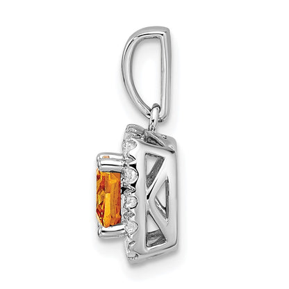 14k White Gold 1/4 carat Lab Grown Diamond VS/SI+ G+ November Birthstone Citrine Halo Pendant