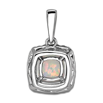 14k White Gold 1/4 carat Lab Grown Diamond VS/SI+ G+ October Birthstone Lab Created Opal Halo Pendant