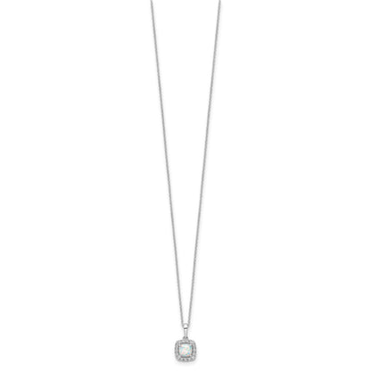 10k White Gold 1/4 carat Lab Grown Diamond VS/SI+ G+ and Created Opal Complete 18 inch Pendant Necklace