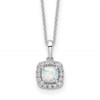 10k White Gold 1/4 carat Lab Grown Diamond VS/SI+ G+ and Created Opal Complete 18 inch Pendant Necklace