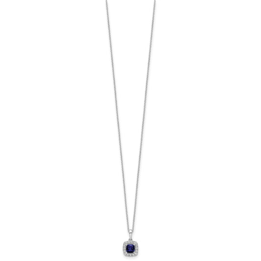 10k White Gold 1/4 carat Lab Grown Diamond VS/SI+ G+ and Created Sapphire Complete 18 inch Pendant Necklace