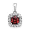 14k White Gold 1/4 carat Lab Grown Diamond VS/SI+ G+ January Birthstone Garnet Halo Pendant